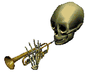 Skeleton playing the trumpet
